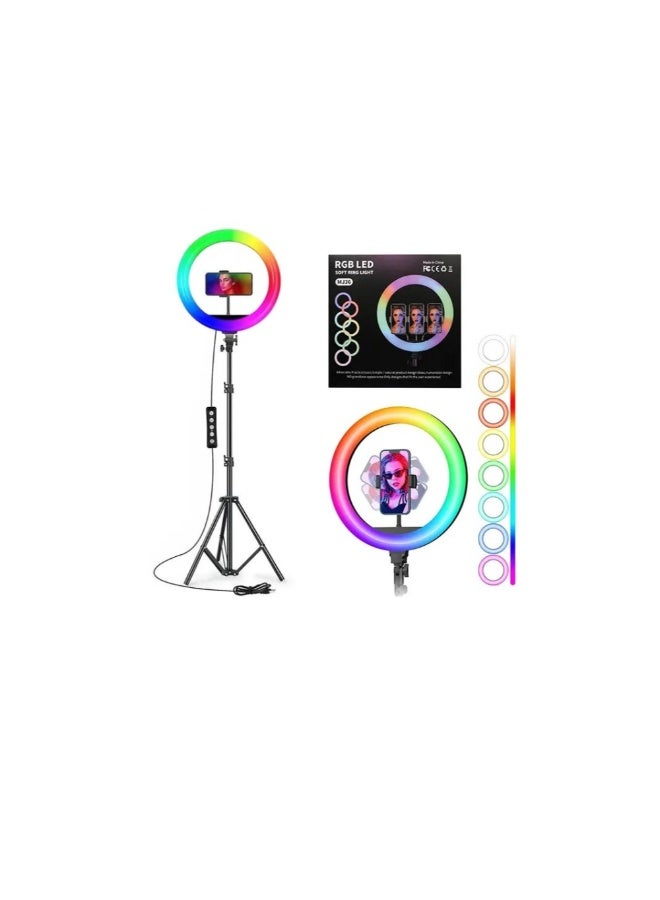 مصباح حلقي MJ-38 RGB LED حلقي 38 سم مع حامل ثلاثي القوائم - Image 2